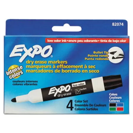 EXPO - SAN-82074 - Low-odor Dry-erase Marker, Medium Bullet Tip, Assorted Colors, 4/set
