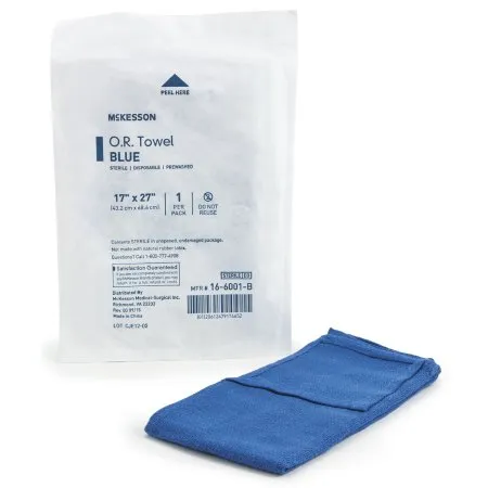 McKesson - 16-6001-B - O.R. Towel 17 W X 27 L Inch Blue Sterile