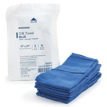 McKesson - 16-6006-B - O.R. Towel 17 W X 27 L Inch Blue Sterile