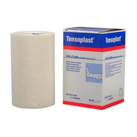 BSN Medical - Tensoplast - 02596002 - Elastic Adhesive Bandage Tensoplast 4 Inch X 5 Yard No Closure White NonSterile Medium Compression