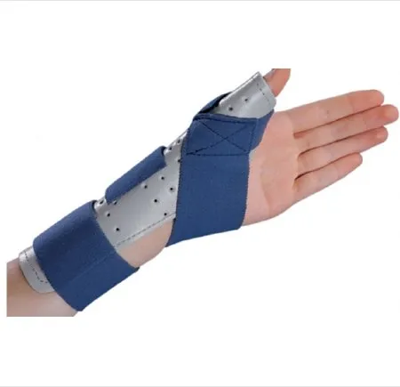 DJO DJOrthopedics - ThumbSPICA - 79-87113 - DJO  Thumb Splint  Adult Small / Medium Hook and Loop Strap Closure Right Hand Blue / Gray