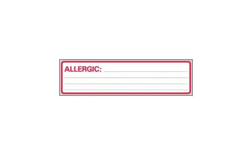 Precision Dynamics - Timemed - N-12A - Pre-Printed Label Timemed Allergy Alert White Allergic: Red Alert Label 1-3/8 X 5-3/8 Inch