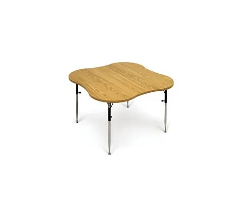 Hausmann Industries - 4334 - Table, Clover Shaped, 48" Dia, 26"-34" Height, (4) Adjustable Metal Legs, 22"W x 2"D Cutouts (DROP SHIP ONLY)