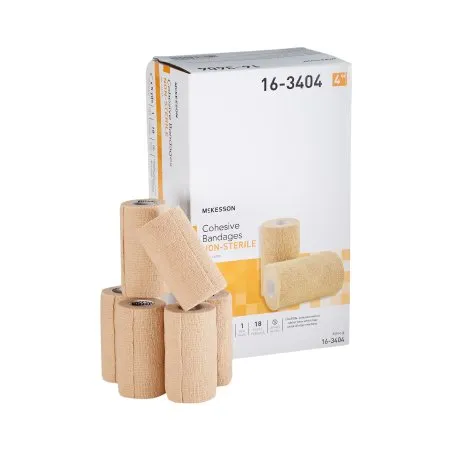 McKesson - 16-3404 - Cohesive Bandage 4 Inch X 5 Yard Self Adherent Closure Tan NonSterile Standard Compression