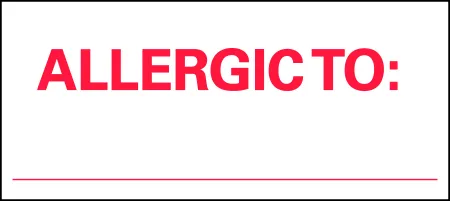 Precision Dynamics - Barkley - N-14 - Pre-printed Label Barkley Allergy Alert White Allergic To: Red Alert Label 1 X 2-1/4 Inch