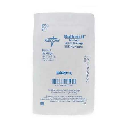 Medline - Bulkee II - NON25861 - Fluff Bandage Roll Bulkee II 3-2/5 Inch X 3-3/5 Yard 1 per Pack Sterile 6-Ply Roll Shape
