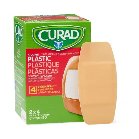 Medline - Curad - NON25504 -  Adhesive Strip  2 X 4 Inch Plastic Rectangle Tan Sterile