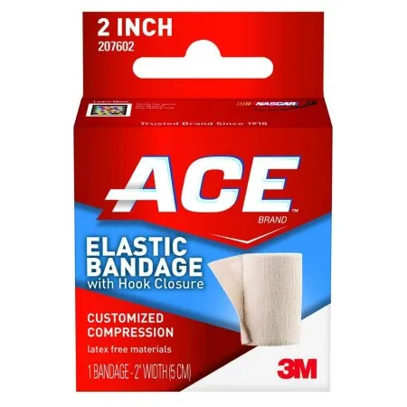 3M - 3M ACE - 207602 - Elastic Bandage 3M ACE 2 Inch X 4.2 Foot Single Hook and Loop Closure Tan NonSterile Standard Compression