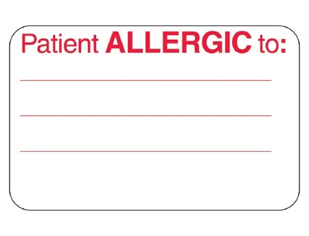 Health Care Logistics - Barkley - 2451 - Pre-printed Label Barkley Allergy Alert White Paper Patient Allergic To: Alert Label 1-3/4 X 2-3/4 Inch