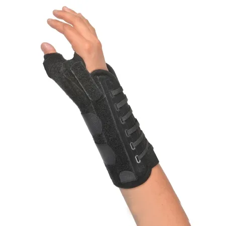 Hely & Weber - From: 455-LT To: 455-RT - Titan Thumb Thumb Brace with Wrist Support Titan Thumb Adult One Size Fits Most Dual Pull Lace Closure Right Hand Black