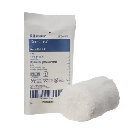 Cardinal - Dermacea - 441103 -  Fluff Bandage Roll  4 1/2 Inch X 4 1/10 Yard 1 per Pouch Sterile 6 Ply Roll Shape