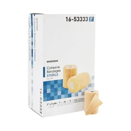 McKesson - 16-53333 - Cohesive Bandage 3 Inch X 5 Yard Self Adherent Closure Tan Sterile Standard Compression
