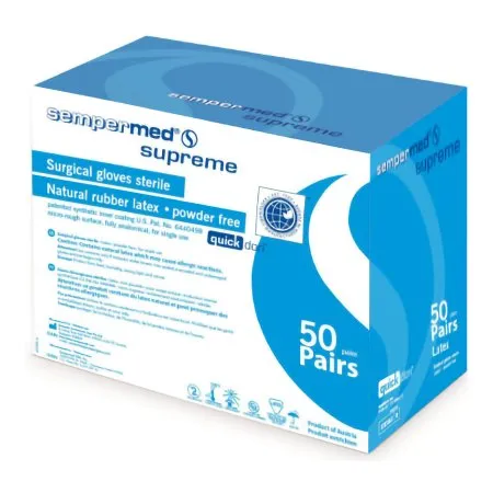 Sempermed Usa - Sempermed Supreme - Spfp850 - Surgical Glove Sempermed Supreme Size 8.5 Sterile Latex Standard Cuff Length Fully Textured Ivory Not Chemo Approved