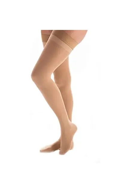 Carolon - Couture - From: 561104 To: 561412 -  Thigh Medical MicroFiber w/XT2 (15 20 Mmhg) Regular, Open Toe,Style: Full Length Thigh w/Beaded Silicone Band