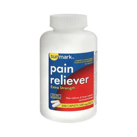 McKesson - sunmark - 49348004214 - Pain Relief sunmark 500 mg Strength Acetaminophen Caplet 500 per Bottle
