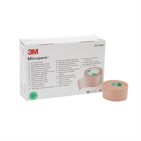 3M - 1533-1 - Micropore Medical Tape Micropore Tan 1 Inch X 10 Yard Paper NonSterile