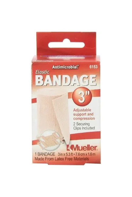 Mueller Sports Medicine - Mueller - 6153 - Elastic Bandage Mueller 3 Inch X 5.3 Foot Clip Detached Closure Beige NonSterile Standard Compression