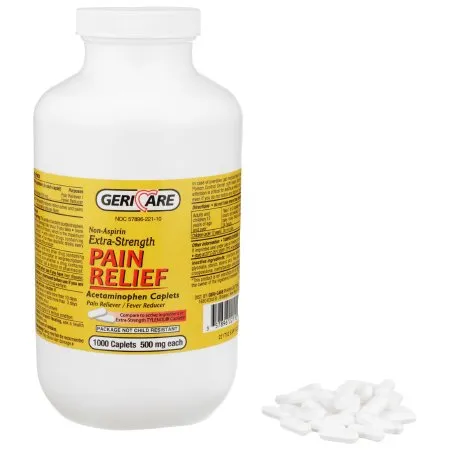 Gericare Medical Supply - Geri-Care - 221-10-GCP - Geri Care Pain Relief Geri Care 500 mg Strength Acetaminophen Caplet 1 000 per Bottle