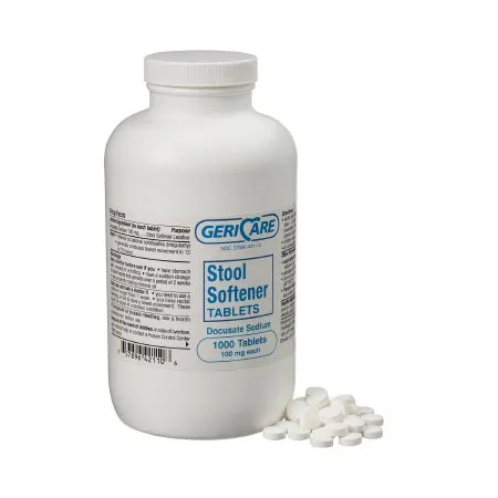 Geri-Care - 421-10-GCP - Stool Softener Geri-Care Tablet 1 000 per Bottle 100 mg Strength Docusate Sodium