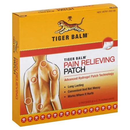 Prince Of Peace Enterprises - Tiger Balm - 03927832200 - Topical Pain Relief Tiger Balm 80 mg - 24 mg - 16 mg Strength Camphor / Menthol / Capsaicin Patch 5 per Box