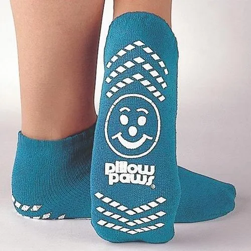 Briggs - From: D 43-1096 To: D 43-1098  Pillow Paws Pillow Paws Terries, adult slippers, teal. Latex free, washable. Made of soft, comfortable terry cloth. The slip resistant tread is designed to offer patient protection.