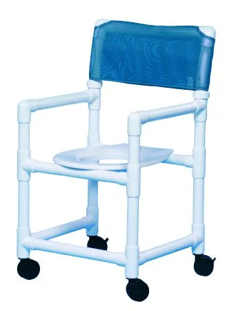 IPU - Standard - VLSC20BLUE - Commode / Shower Chair Standard Fixed Arms PVC Frame Mesh Backrest 17-1/4 Inch Seat Width 300 lbs. Weight Capacity