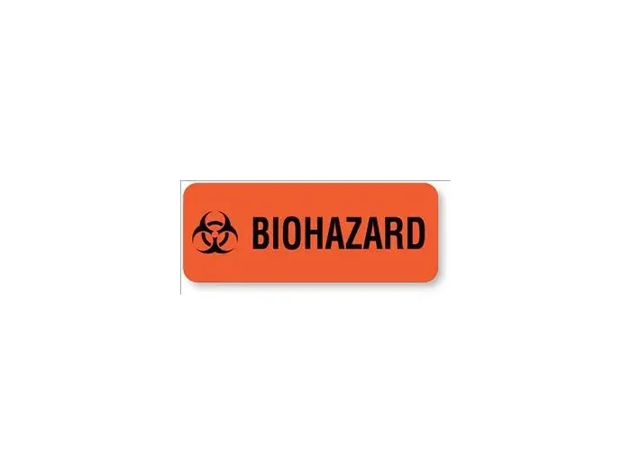 United Ad Label - UAL - ULBH101 - Pre-printed Label Ual Warning Label Orange Paper Biohazard Black Biohazard 5/16 X 1-1/4 Inch