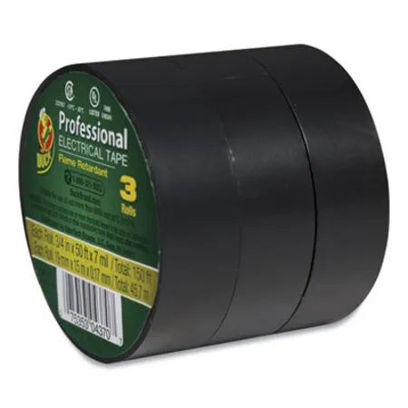 Duck - DUC-299004 - Pro Electrical Tape, 1 Core, 0.75 X 50 Ft, Black, 3/pack