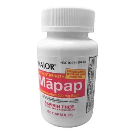 Major Pharmaceuticals - Mapap - 00904198760 - Pain Relief Mapap 500 mg Strength Acetaminophen Gelcap 100 per Bottle