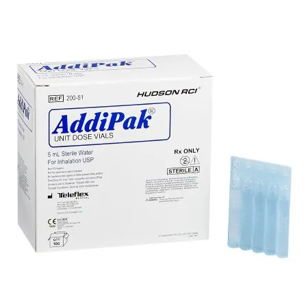 Medline - Addipak - HUD20051 -   Respiratory Therapy Solution Sterile Water Solution Unit Dose Vial 5 mL