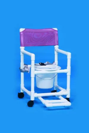 IPU - Standard - VLSC17PFRSBBLUE - Commode / Shower Chair Standard Fixed Arms PVC Frame Mesh Backrest 17-1/4 Inch Seat Width 300 lbs. Weight Capacity