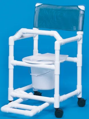 IPU - Standard - VLSC17PFRLB - Commode / Shower Chair Standard Fixed Arms PVC Frame Mesh Backrest 17-1/4 Inch Seat Width 300 lbs. Weight Capacity
