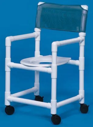 IPU - Standard - VLSC20WHITE - Commode / Shower Chair Standard Fixed Arms PVC Frame Mesh Backrest 17-1/4 Inch Seat Width 300 lbs. Weight Capacity