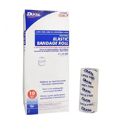 Dukal - 504LF - Elastic Bandage 4 Inch X 4 1/2 Yard Clip Detached Closure Tan NonSterile Standard Compression