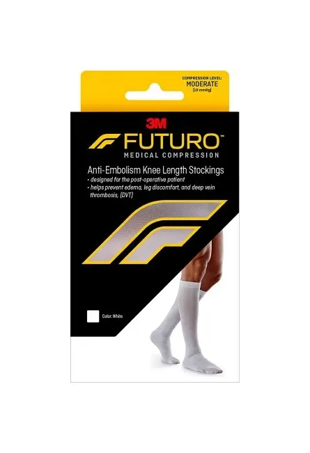 3M - 71055EN - Futuro Anti embolism Stocking Futuro Knee High Medium / Regular White Closed Toe