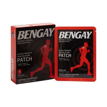 J&J - Bengay Ultra Strength - 10074300081509 - Topical Pain Relief Bengay Ultra Strength 5% Strength Menthol Patch 5 per Box