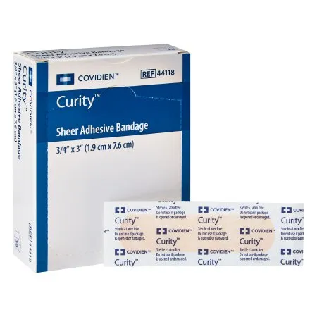 Cardinal - Curity - 44118 - Adhesive Strip Curity 3/4 X 3 Inch Plastic Rectangle Sheer Sterile