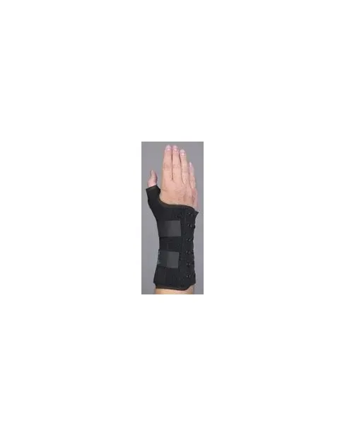 Medical Specialties - Ryno Lacer - 223991 - Wrist Brace Ryno Lacer Aluminum / Polypropylene / Stockinette / Suede Right Hand Black X-small