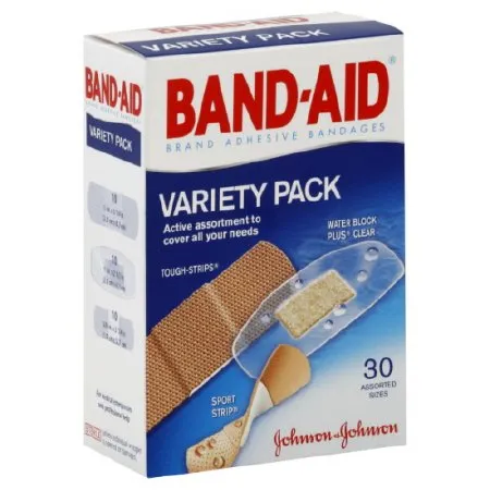 J&J - Band-Aid Variety Pack - 111907500 - Adhesive Strip Band-Aid Variety Pack Assorted Sizes Fabric / Plastic Assorted Shapes Clear / Tan Sterile