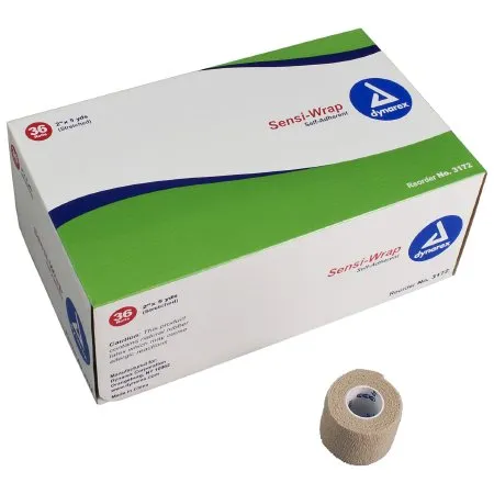Dynarex - Sensi-Wrap - 3172 - Sensi Wrap Cohesive Bandage Sensi Wrap 2 Inch X 5 Yard Self Adherent Closure Tan NonSterile Standard Compression