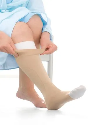 BSN Medical - JOBST UlcerCARE  - 114507 - Compression Stocking with Liner JOBST UlcerCARE  Knee High 4X-Large Beige Closed Toe