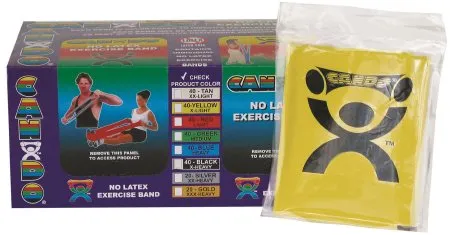 Fabrication Enterprises - 10-5641 - Cando Latex Free Exercise Band - Box Of 40, 4 Length - Yellow - X-light