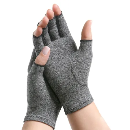 Brownmed - IMAK Compression - A20172 -  Arthritis Gloves  Open Finger Large Over the Wrist Length Hand Specific Pair Cotton / Lycra