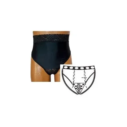 Team Options - 83202MD - OPTIONS Split-Cotton Crotch with Built-In Barrier/Support, Black, Dual Stoma, Medium 6-7, Hips 37" - 41"