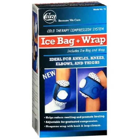 Cara Incorporated - 03805600075 - English Style Ice Bag With Wrap Cara® Ankle / Elbow / Knee / Thigh One Size Fits Most 9 Inch Diameter Nylon / Neoprene Reusable