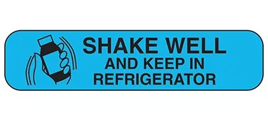Health Care Logistics - Indeed - 2038 - Pre-printed Label Indeed Auxiliary Label Blue Paper Shake Well And Keep In Refrigerator Black Safety And Instructional 3/8 X 1-5/8 Inch