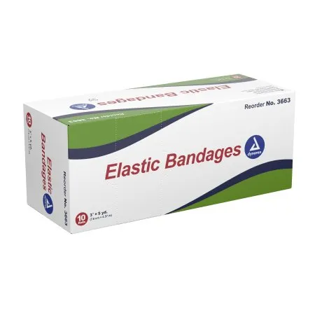 Dynarex - 3663 - Elastic Bandage 3 Inch X 4 1/2 Yard Clip Detached Closure Tan NonSterile Standard Compression