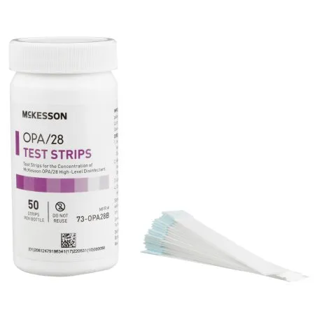 McKesson - 73-OPA28B - OPA/28 OPA Concentration Indicator OPA/28 Pad 50 Test Strips Bottle Single Use