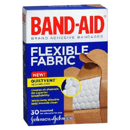 J&J - Band-Aid - 08137004430 - Adhesive Strip Band-Aid 5/8 X 2-1/4 Inch / 3/4 X 3 Inch / 1 X 3 Inch Fabric Rectangle Tan Sterile