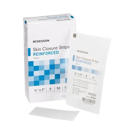 McKesson - 3006 - Skin Closure Strip 1/8 X 3 Inch Nonwoven Material Reinforced Strip White